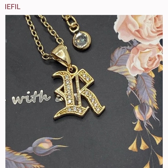 Initial R Gold (Plated) Pendant Necklace - Picture 5 of 5